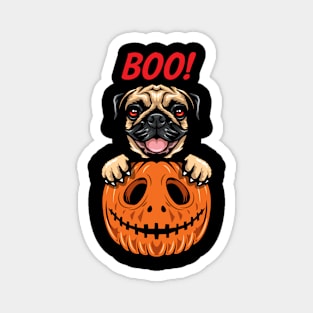 Halloween Pumpkin Pug Magnet