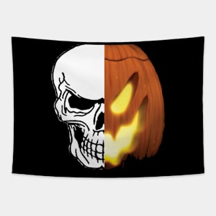 skull and pumpkin face Tapestry