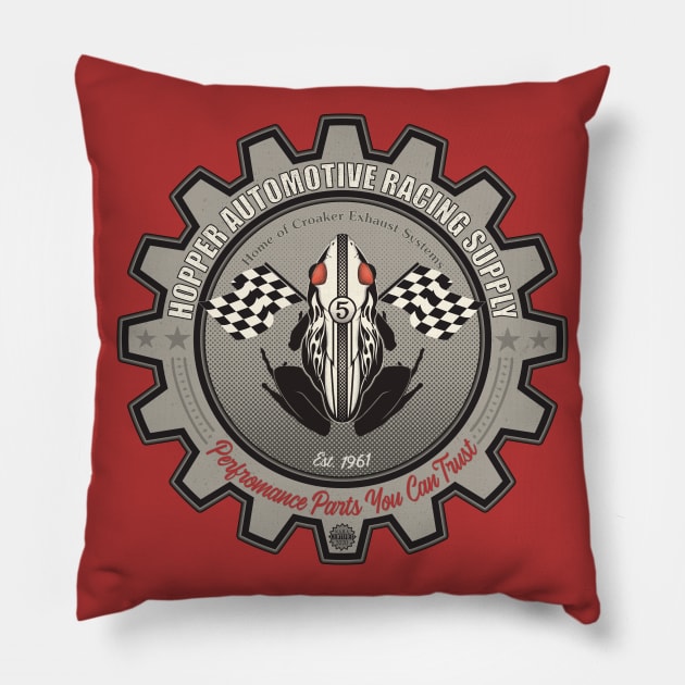 Hopper Automotive Racing Supply Logo Frog Pillow by SunGraphicsLab