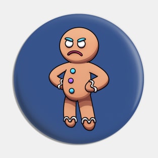 Mad Gingerbread Man Cartoon Pin