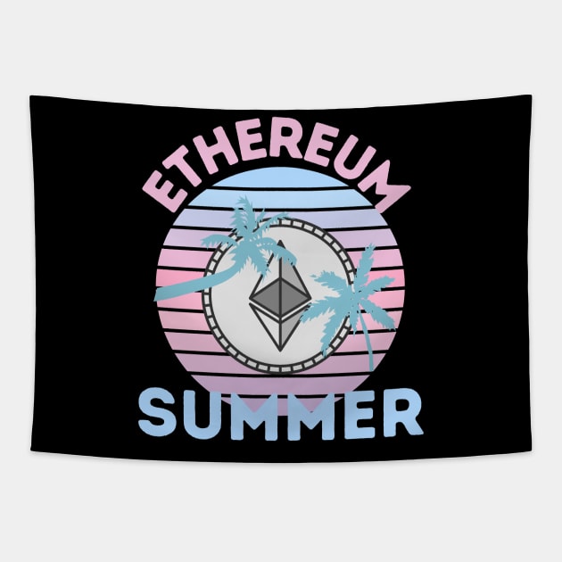 Ethereum Summer Retro Sunset Tapestry by RedSparkle 