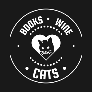 Books Wine Cats T-Shirt