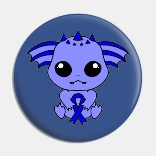 Cute Creature Holding an Awareness Ribbon (Blue) Pin