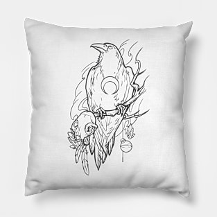 Viking tattoo black and white Pillow