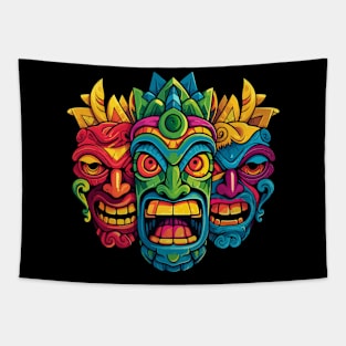 Three Tiki Masks Tapestry