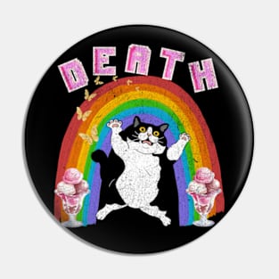 Death Weirdcore Pastel Goth Cat Rainbow Ice Cream Punk Pin