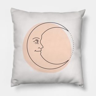 Boho Moon artwork fine line drawing Pillow