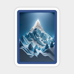 Super Minimalistic Paper quill Carving of cool ethereal Mount Everest with only shades of blue ! Magnet