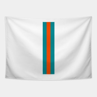 Retro American Football Stripes Miami Teal Orange Tapestry