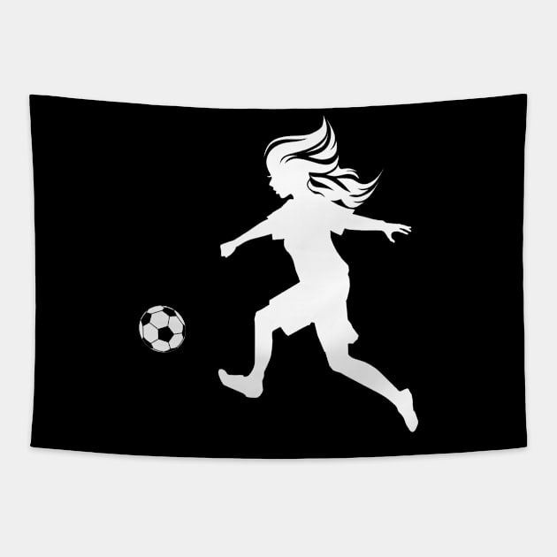 Footballer Woman Soccer Clipart Tapestry by HappyGiftArt