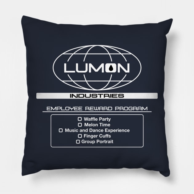 Severance- Lumon Employee Rewards Program- on dark Pillow by ocsling