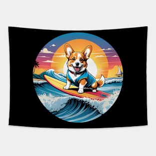 Surfing corgi Tapestry