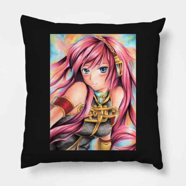 Vocaloid Megurine Luka Drawing Pillow by moonphiredesign