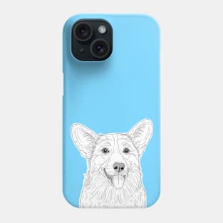 Cute Corgi Dog Portrait (pale blue background) Phone Case