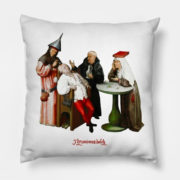Extracting the stone of madness - Hieronymus Bosch Pillow by ArtOfSilentium