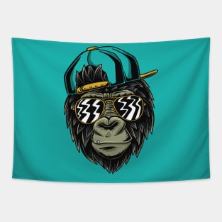 Cool Gorilla Head with Baseball Cap Tapestry