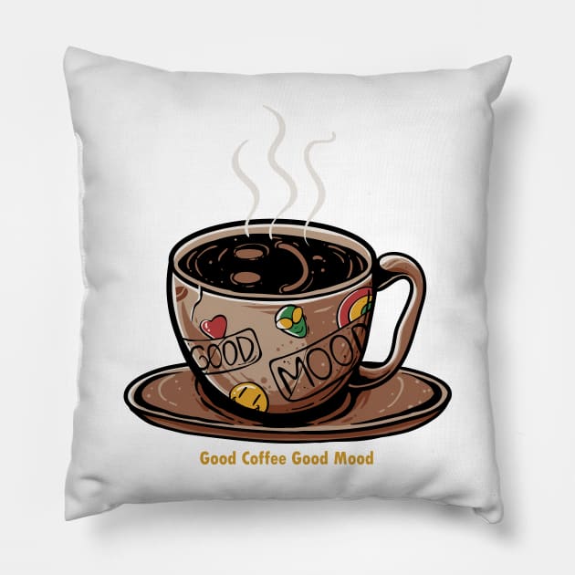 alien good mood coffee Pillow by Mako Design 