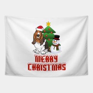 Merry Christmas Basset Hound Design Tapestry