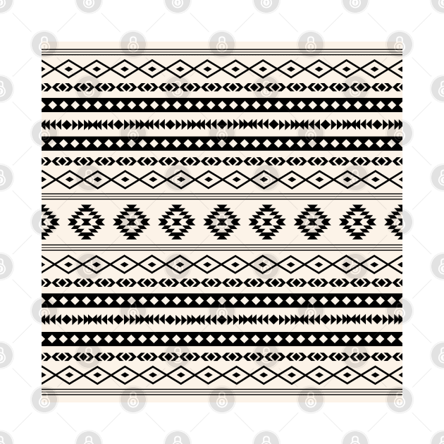 Aztec Black on Cream Mixed Motifs Pattern by NataliePaskell