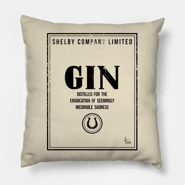 Shelby Company Limited Gin Label Peaky Blinders Pillow by Bevatron