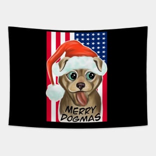 American Flag Dogmas / Merry Dogmas / christmas art Tapestry