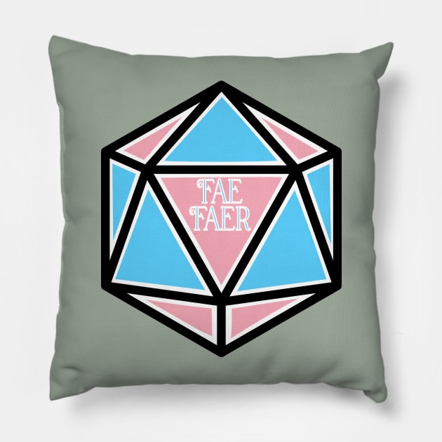 Trans Pronoun Pride D20 Fae/Faer Pillow by BiOurPride