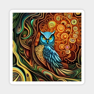 Curve Pattern Owl Magnet