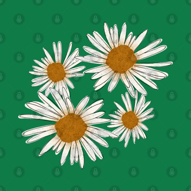 Wild Daisies Hand Draw Floral by bruxamagica