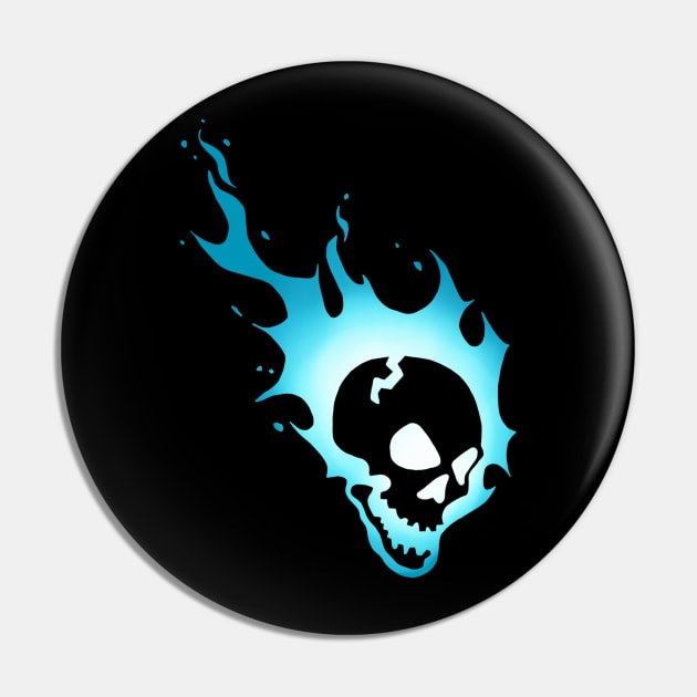 Flaming Skull Blue Pin by Owllee Designs