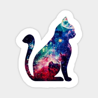 Beautiful Space Nebula Galaxy Cat Silhouette Magnet