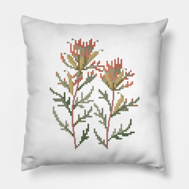 Wyoming State Flower Indian Paintbrush Pillow by inotyler