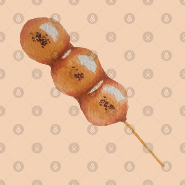 Watercolour Mitarashi Dango by toffany's