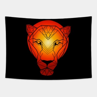 Geometric Lion Tapestry