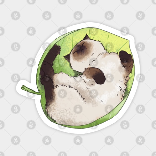 Siamese cat in leaves Magnet by MinranZhang