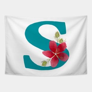 Fonts n Flowers with the Letter S by MarcyBrennanArt Tapestry