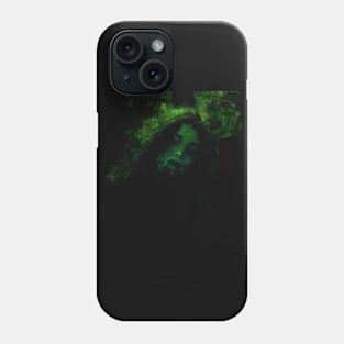 Beautiful girl, in dark place. Green. Dark but beautiful. Phone Case