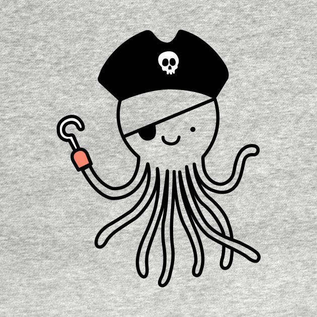 Cute Captain Pirate Octopus - October - T-Shirt