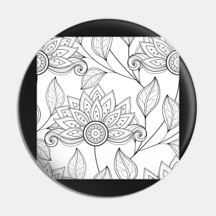 Non Colored Pattern with Floral Motifs Pin
