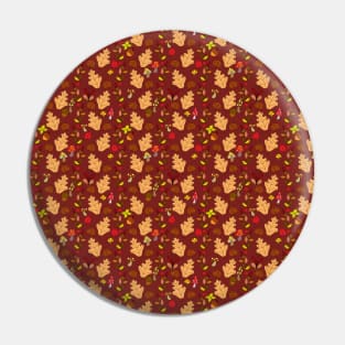 Red Brown Autumn Leaf Pattern Pin