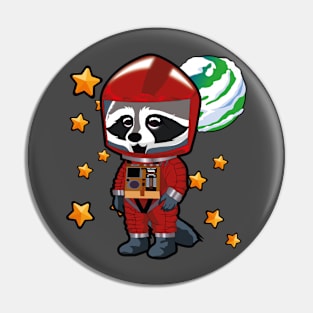 space odyssey raccoon RED Pin