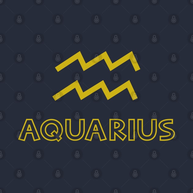 Astrology Aquarius Sign Symbol Gold by NataliePaskell