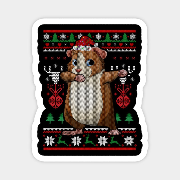 Guinea Pig Dabbing Ugly Christmas Furry Potato Pet Xmas Magnet by Sincu