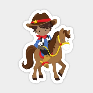 African American Boy, Cowboy, Sheriff, Horse Magnet