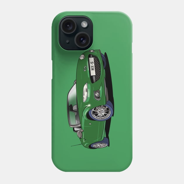 Green Miata Mazda MX-5 Mk. 3 car Phone Case by Webazoot