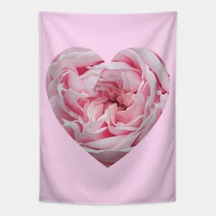 Delicate Pink Rose Flower Heart Tapestry