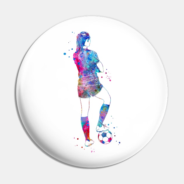 Female Soccer Player Pin by RosaliArt