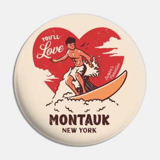 Vintage Surfing You'll Love Montauk, New York // Retro Surfer's Paradise Pin