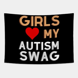 Girls Love My Autism Swag Funny Girls Heart autism Tapestry