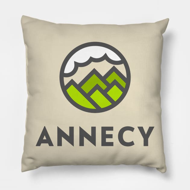 Annecy (mod mountain) Pillow by LetsOverThinkIt