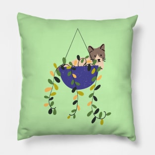 Cat on hanging basket Pillow